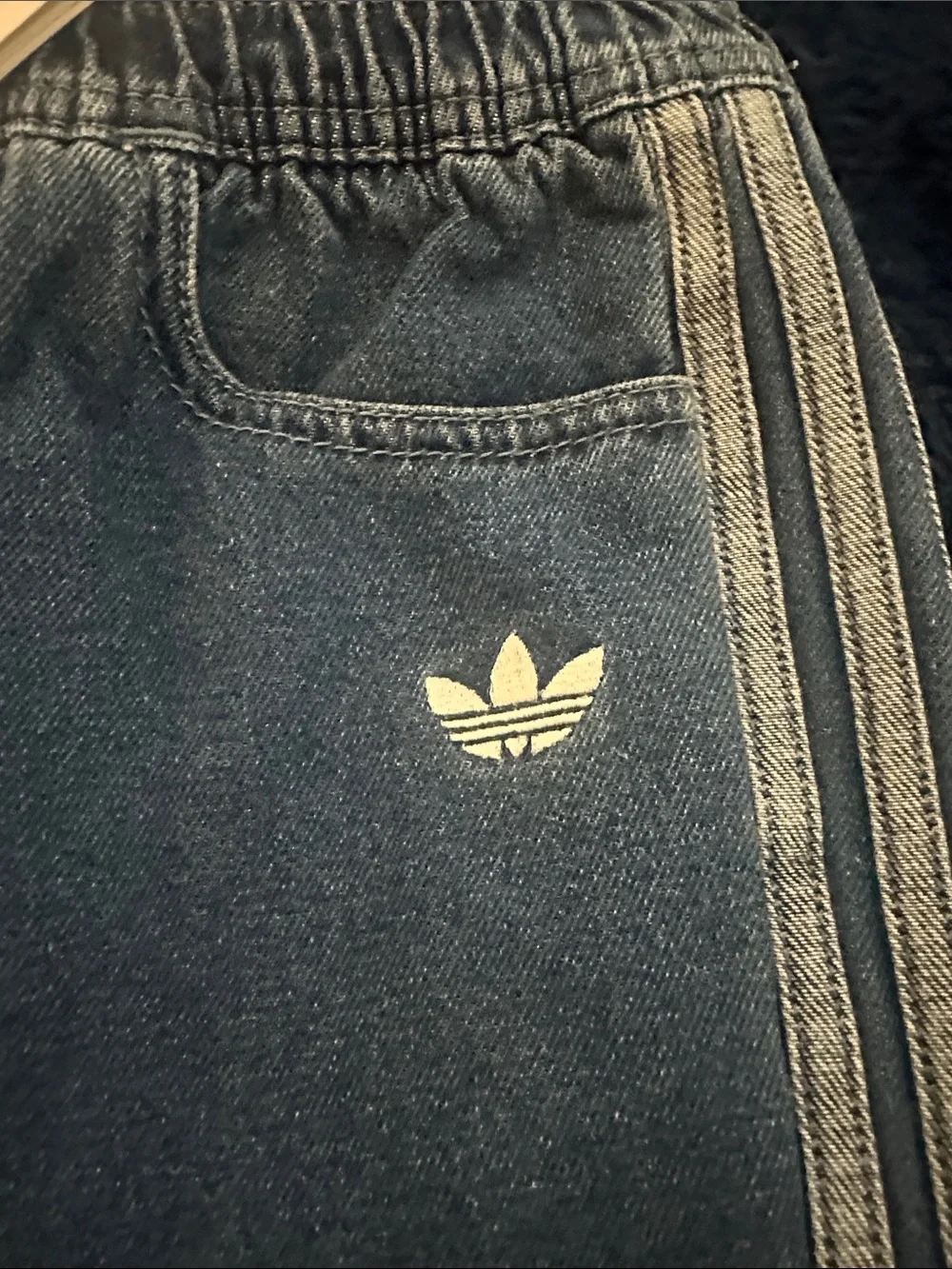 Adidas Originals Kids Denim 3-Stripes Pants Medium NWT Y2K unisex